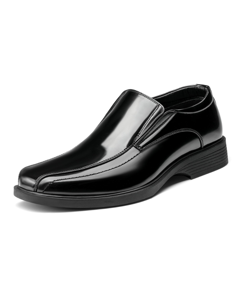 Preston Men's Leather Slip-On Loafers – Square Toe Dress Shoes with Cushioned Footbed