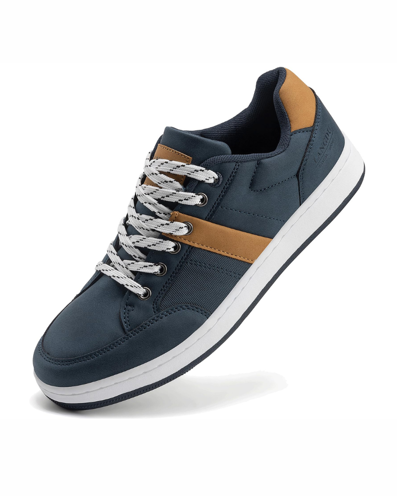 Preston Men's Casual Trainers – PU Leather Lace-Up Shoes with Rubber Sole