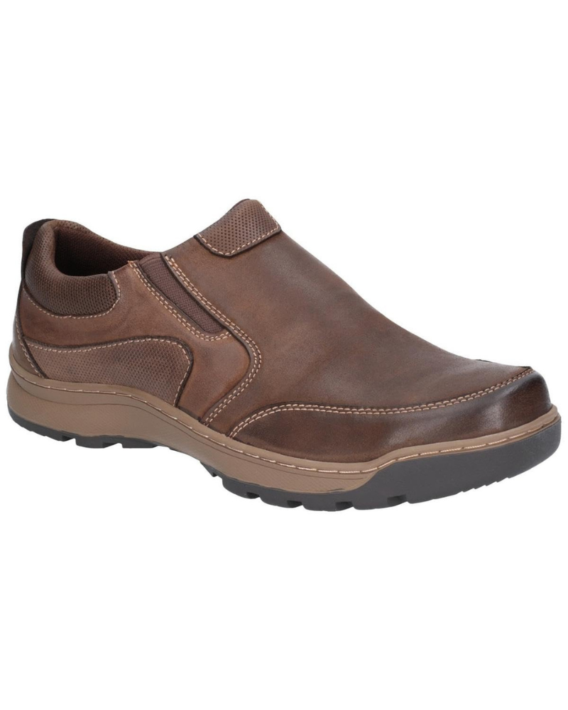 Gideon Men's Leather Slip-On Shoes – Memory Foam Casual Trainers with Rubber Sole