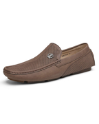 Maddox Men's Slip-On Loafers – Moc Toe Casual Dress Shoes with Textured Upper