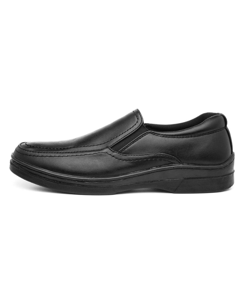 Ashton Men's Slip-On Loafers – Twin Elastic Gusset Black Casual Shoes