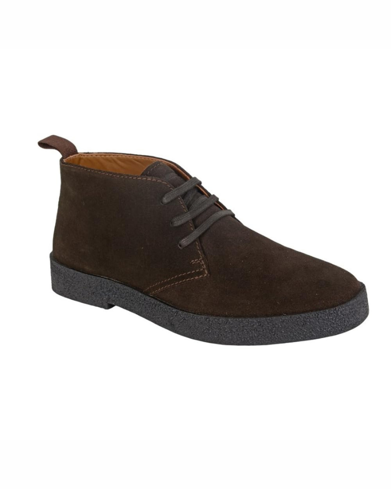 Giles Men's Real Suede Desert Boots – 3 Eyelet Leather Lined Lace-Up Boots