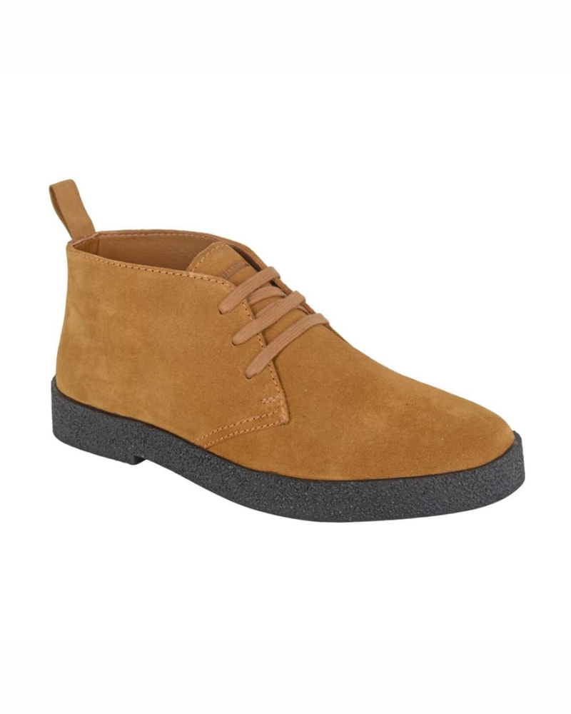 Giles Men's Real Suede Desert Boots – 3 Eyelet Leather Lined Lace-Up Boots