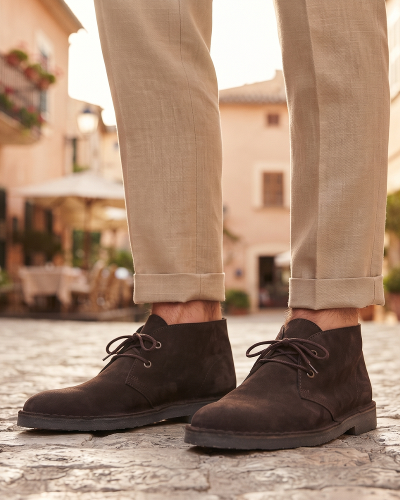 Stuart Men's Suede Desert Boots – Round Toe Lace-Up Ankle Boots