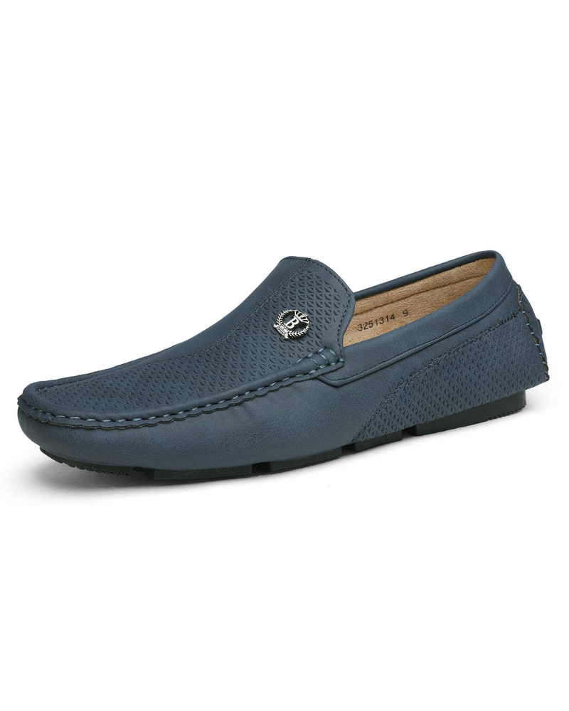 Maddox Men's Slip-On Loafers – Moc Toe Casual Dress Shoes with Textured Upper