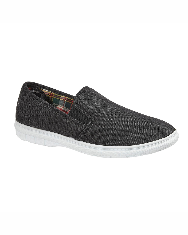 Jasper Men's Canvas Slip-On Shoes – Wide Fit Casual Holiday Pumps