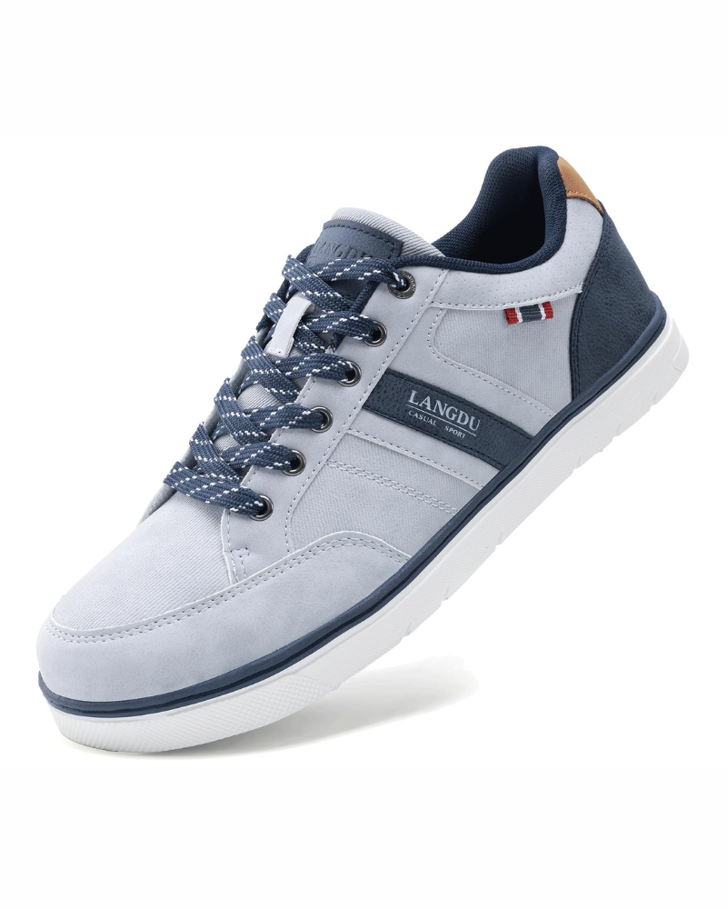 Preston Men's Casual Trainers – PU Leather Lace-Up Shoes with Rubber Sole