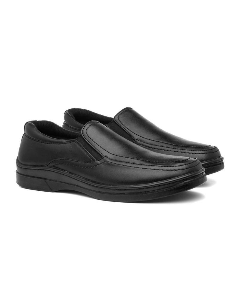 Ashton Men's Slip-On Loafers – Twin Elastic Gusset Black Casual Shoes