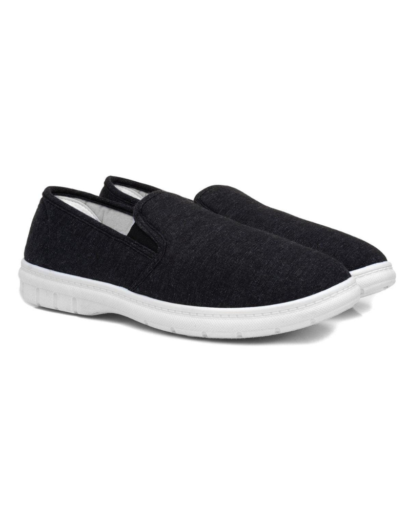 Brody Men's Slip-On Canvas Shoes – Twin Elastic Gusset Casual Flat Shoes