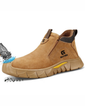 Wallace Men's CE Safety Work Boots – Steel Toe Slip-On Suede Leather Boots