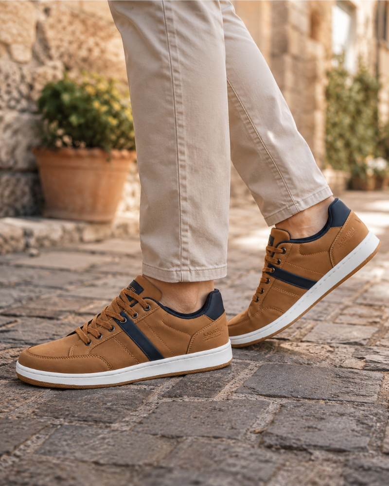 Preston Men's Casual Trainers – PU Leather Lace-Up Shoes with Rubber Sole