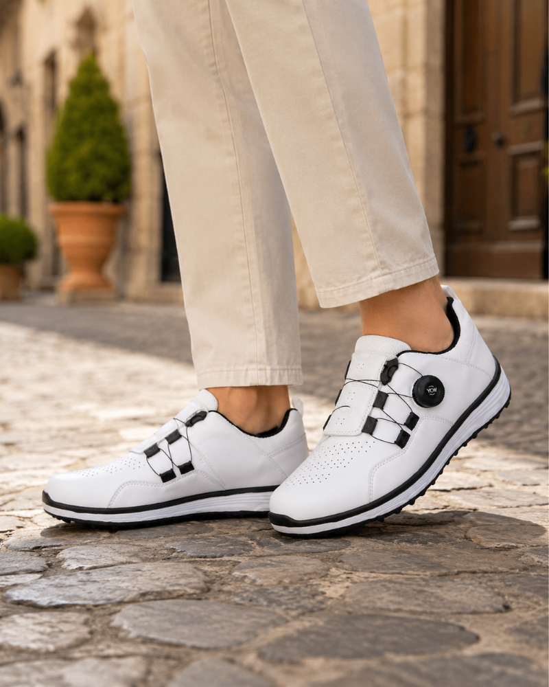 Trevor Men's Spikeless Golf Shoes – Microfibre Leather Lace-Up Golf Trainers