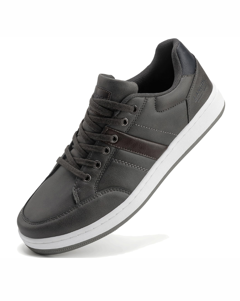 Preston Men's Casual Trainers – PU Leather Lace-Up Shoes with Rubber Sole