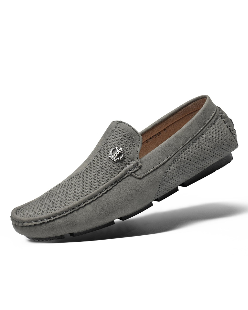 Maddox Men's Slip-On Loafers – Moc Toe Casual Dress Shoes with Textured Upper