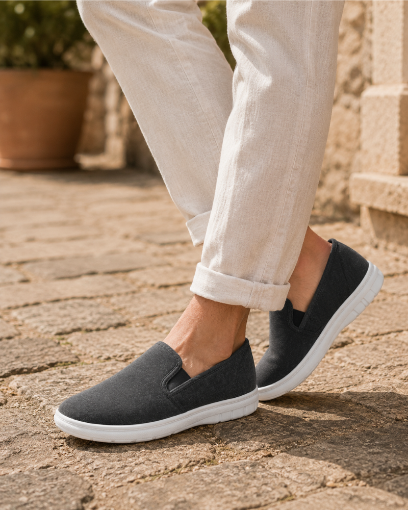 Mason Men's Canvas Slip-On Shoes – Textile Casual Pumps with Elastic Gussets