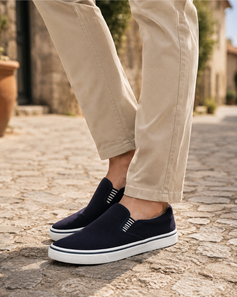 Mason Men's Canvas Slip-On Shoes – Padded Collar Casual Yachting Pumps
