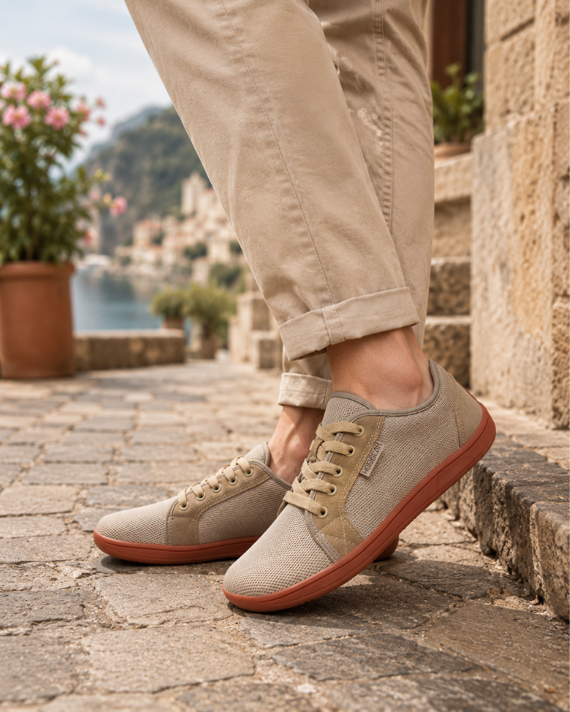 Gareth Men's Barefoot Trainers – Wide Toe Box Mesh Lace-Up Rubber Sole Shoes