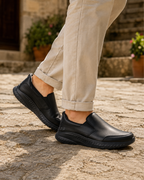 Dexter Men's Leather Slip-On Work Shoes – Slip Resistant Safety Loafers