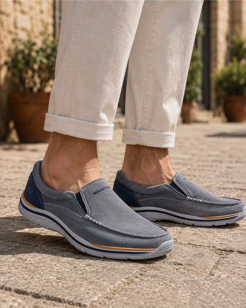 Wesley Men's Knitted Slip-On Shoes – Wide Fit Memory Foam Casual Shoes
