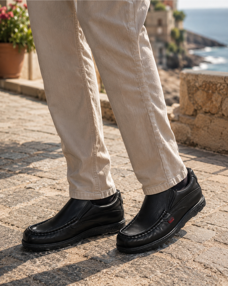 Mason Boys' School Slip-On Shoes – Cushioned Black Uniform School Shoes