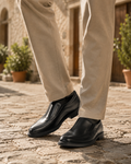 Wes Men's Slip-On Formal Shoes – Black Smart Dress Shoes with Grip Sole