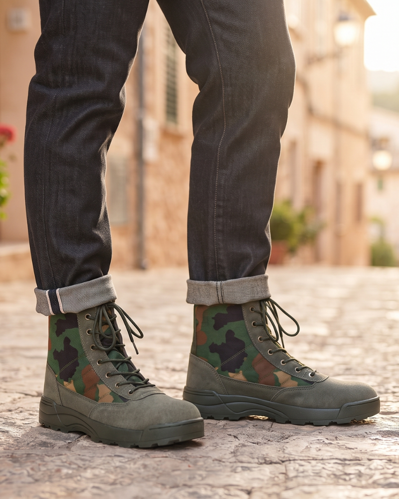 Russell Men's Tactical Combat Boots – High Top Lace-Up Side Zip Military Boots