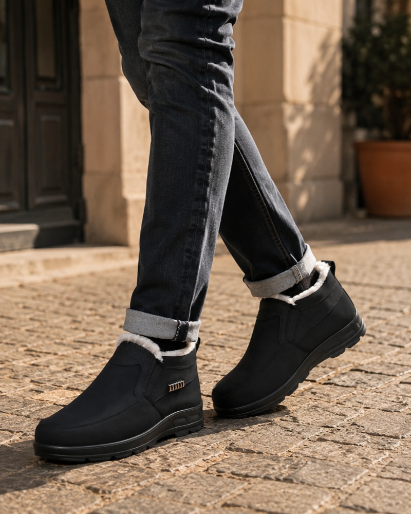 Callan Men's Winter Shoes – Fleece Lined Slip-On Non-Slip Thermal Footwear