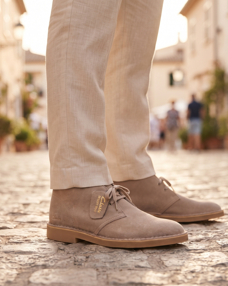 Vincent Men's Suede Desert Boots – Lace-Up Crepe Effect Rubber Sole Boots