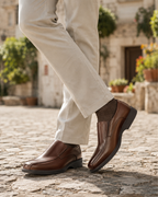 Preston Men's Leather Slip-On Loafers – Square Toe Dress Shoes with Cushioned Footbed