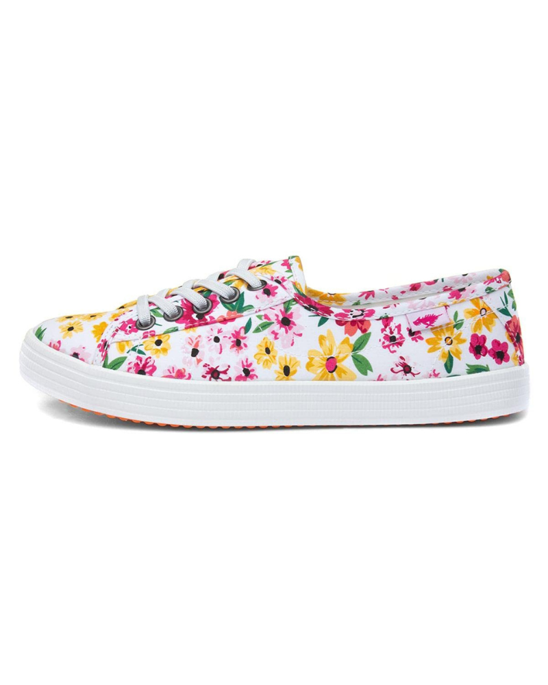Poppy Women's Canvas Slip-On Shoes – White Lace-Up Casual Trainers