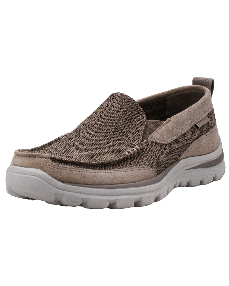 Holden Men's Leather Loafers – Memory Foam Elastic Side Casual Slip-On Shoes