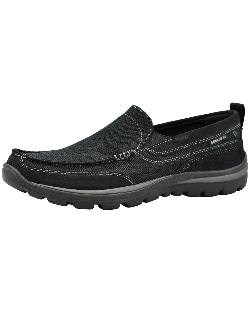 Holden Men's Leather Loafers – Memory Foam Elastic Side Casual Slip-On Shoes