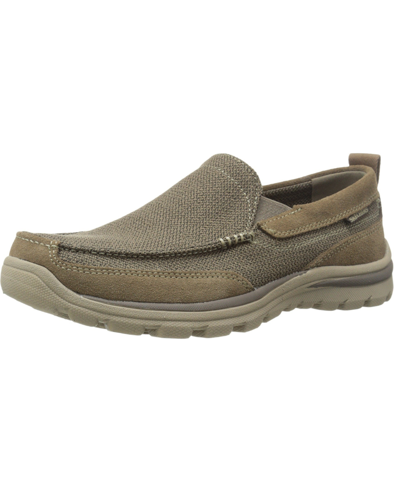 Holden Men's Leather Loafers – Memory Foam Elastic Side Casual Slip-On Shoes