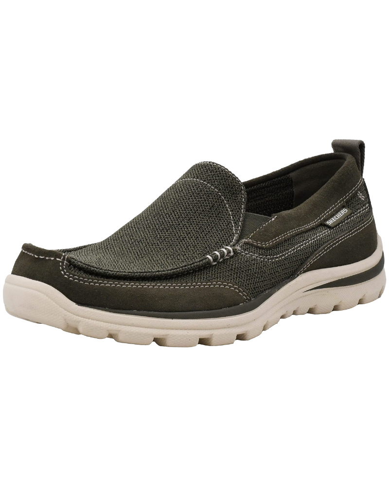 Holden Men's Leather Loafers – Memory Foam Elastic Side Casual Slip-On Shoes
