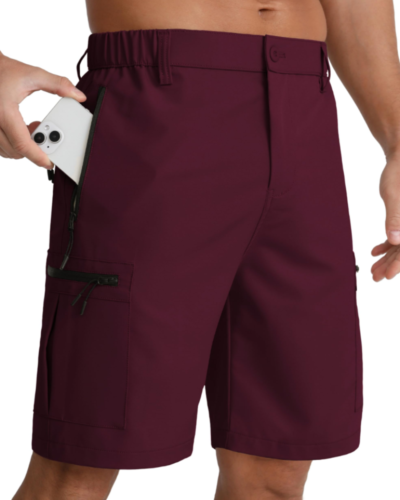 Cole Men's Hiking Shorts – Water-Resistant Stretch Cargo Shorts with 5 Zip Pockets