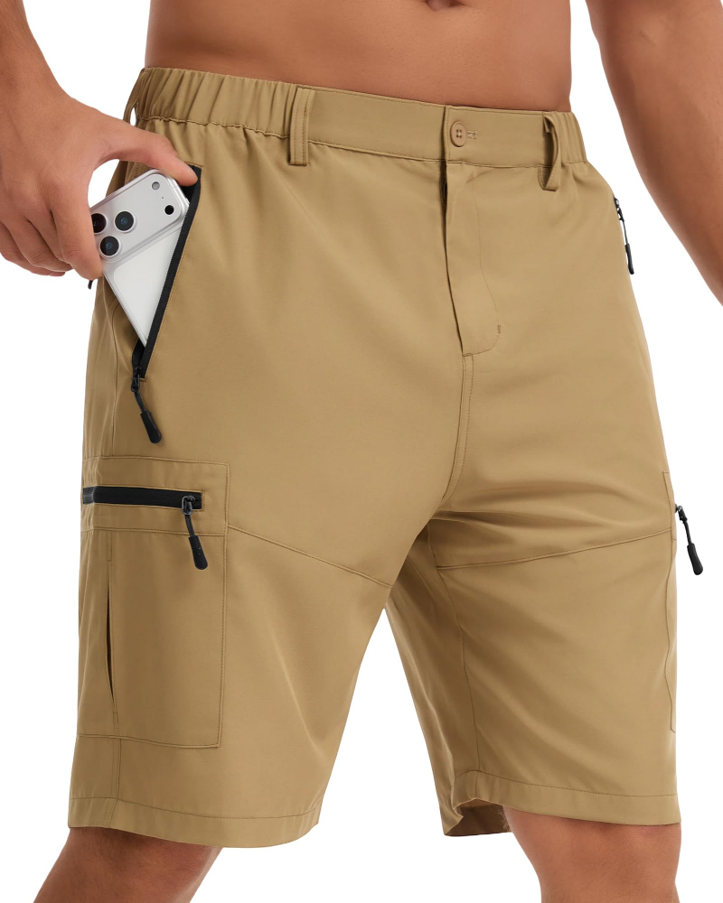 Travis Men's Walking Shorts – Lightweight Water-Resistant Cargo Shorts with 5 Zip Pockets