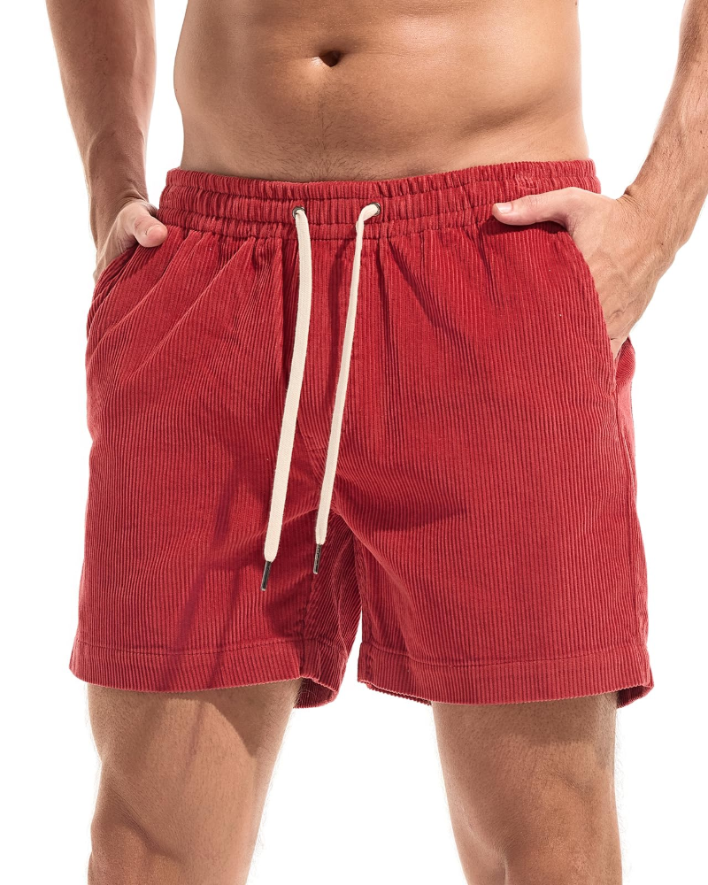 Jenson Men's Corduroy Shorts – 100% Cotton Drawstring Casual Summer Shorts
