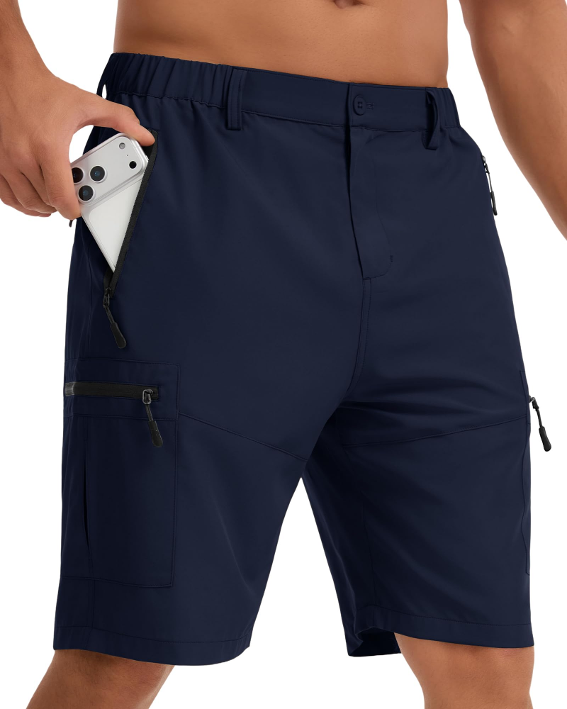 Normu Men's Walking Shorts – Lightweight Zip Pocket Outdoor Cargo Shorts