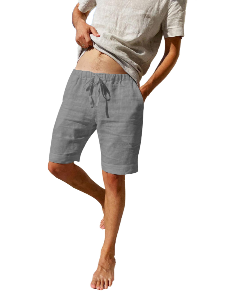 Garrett Men's Cotton Linen Shorts – Drawstring Summer Casual Shorts with Pockets