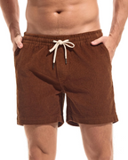 Jenson Men's Corduroy Shorts – 100% Cotton Drawstring Casual Summer Shorts