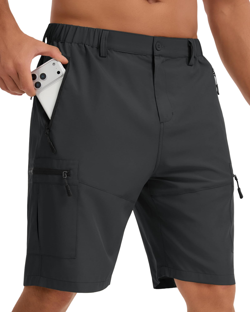 Normu Men's Walking Shorts – Lightweight Zip Pocket Outdoor Cargo Shorts