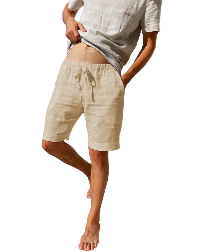 Garrett Men's Cotton Linen Shorts – Drawstring Summer Casual Shorts with Pockets