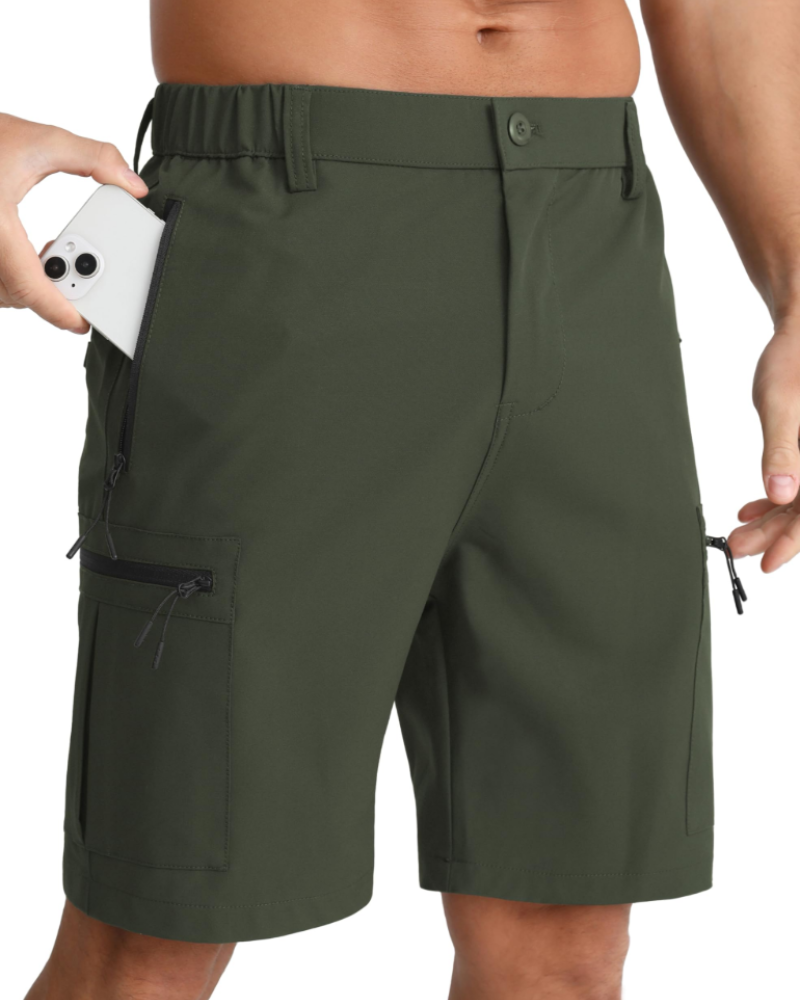 Cole Men's Hiking Shorts – Water-Resistant Stretch Cargo Shorts with 5 Zip Pockets