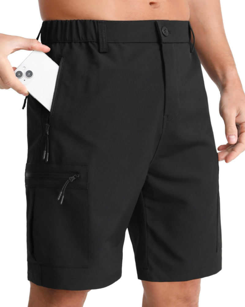 Cole Men's Hiking Shorts – Water-Resistant Stretch Cargo Shorts with 5 Zip Pockets