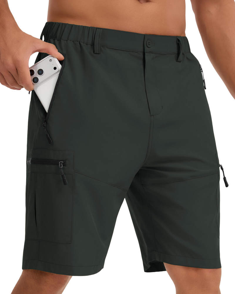 Travis Men's Walking Shorts – Lightweight Water-Resistant Cargo Shorts with 5 Zip Pockets