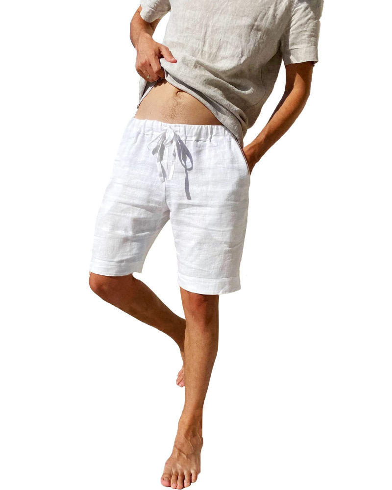 Garrett Men's Cotton Linen Shorts – Drawstring Summer Casual Shorts with Pockets