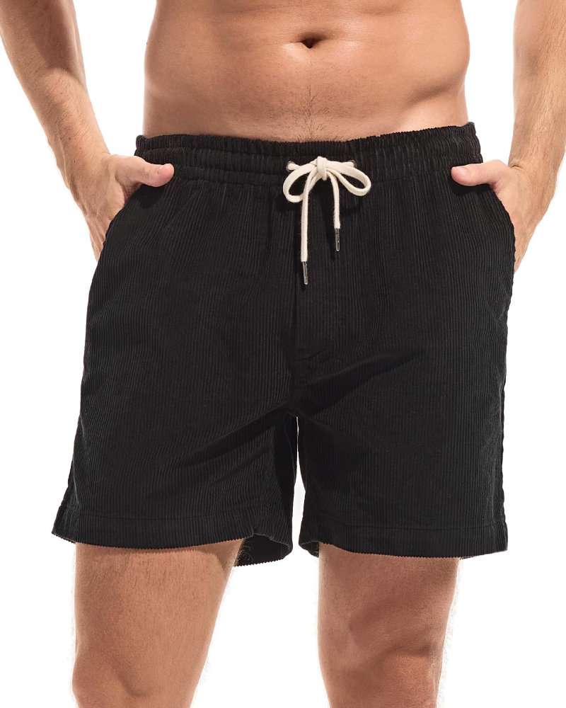 Jenson Men's Corduroy Shorts – 100% Cotton Drawstring Casual Summer Shorts