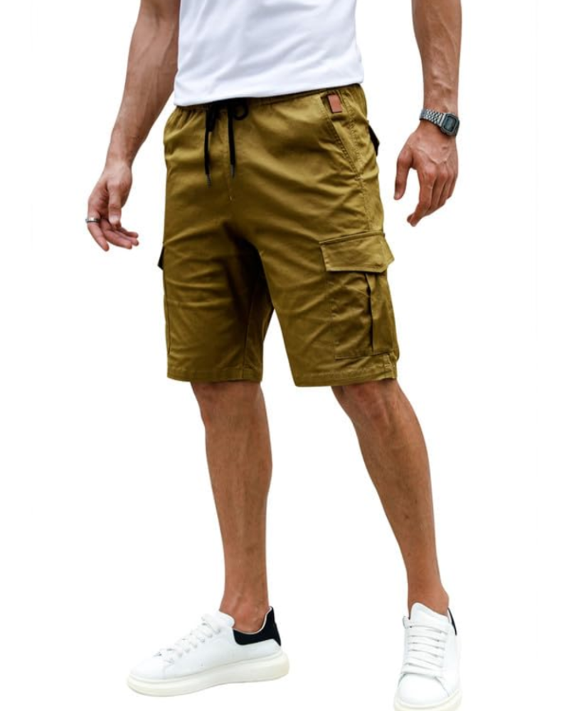 Grayson Men's Cotton Cargo Shorts – Drawstring Multi-Pocket Casual Summer Shorts