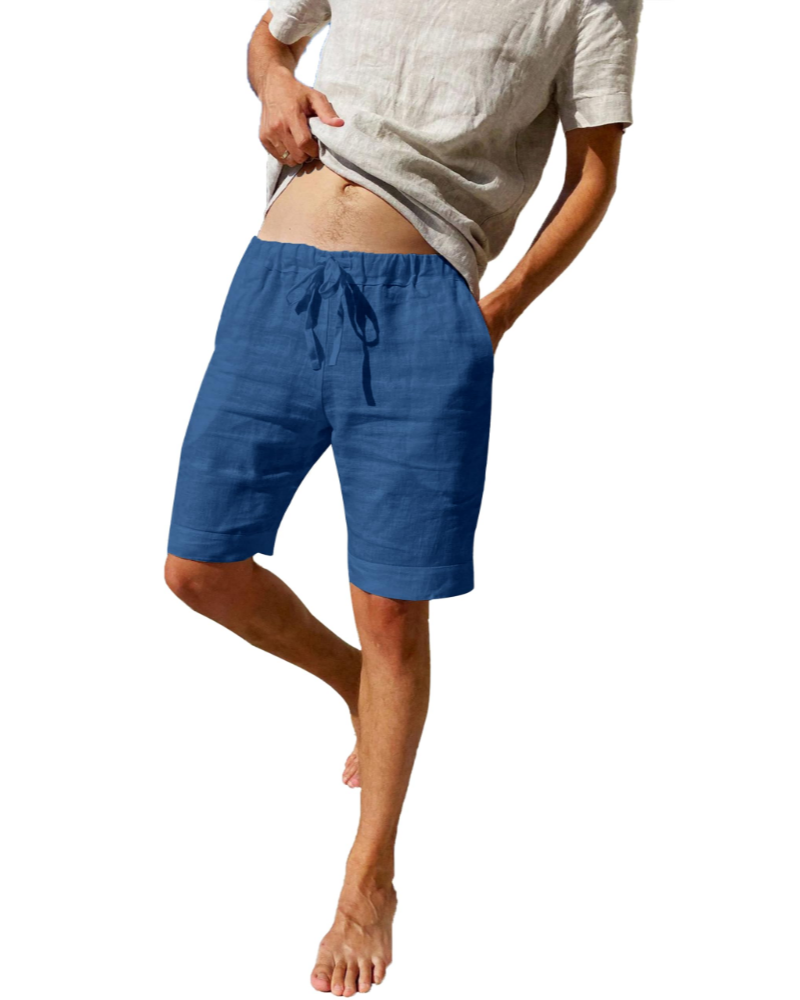 Garrett Men's Cotton Linen Shorts – Drawstring Summer Casual Shorts with Pockets