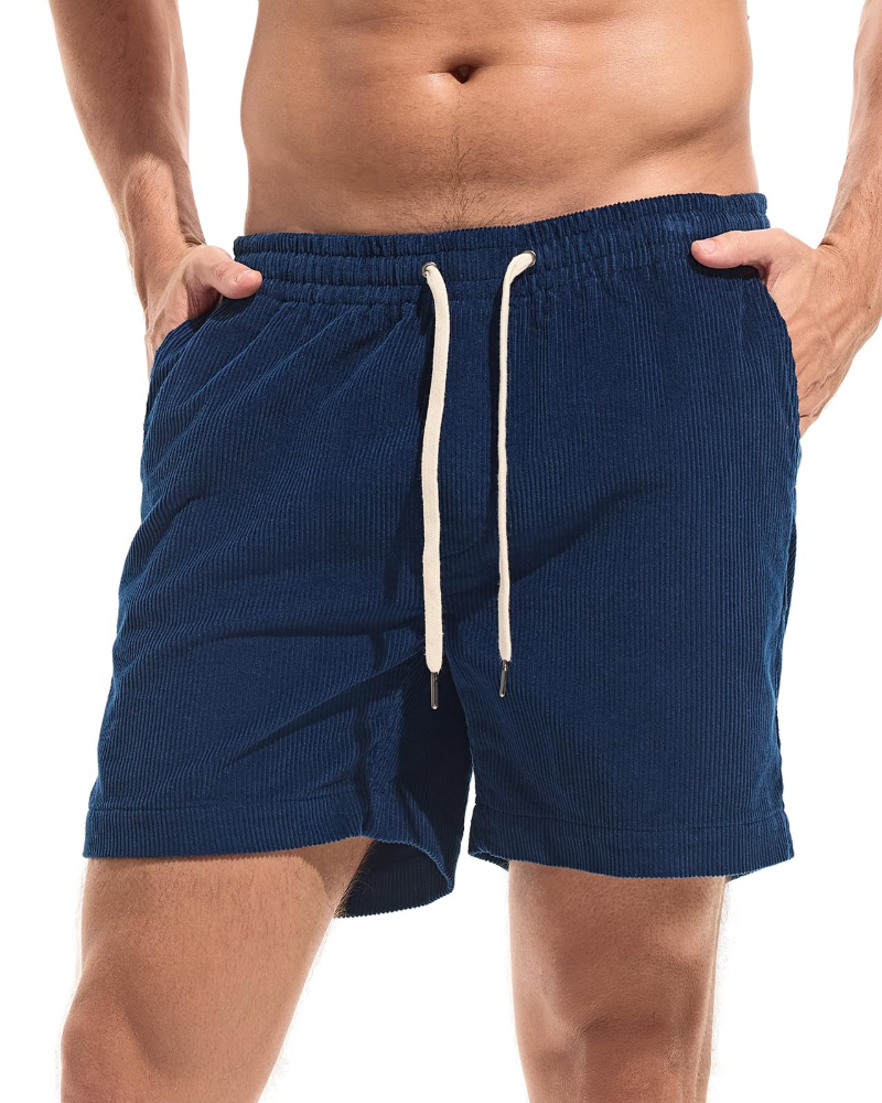 Jenson Men's Corduroy Shorts – 100% Cotton Drawstring Casual Summer Shorts